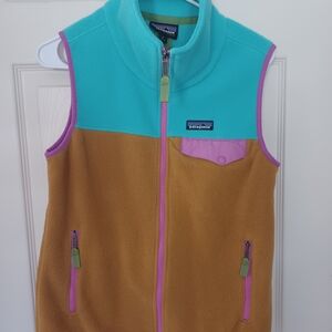 Patagonia Turquoise and Tan Fleece Vest
